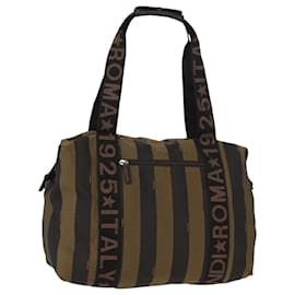 Bolso de mano de lona Pecan FENDI de nailon negro y marrón Auth bs30795 - Fendi