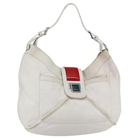 LOEWE Borsa a Spalla Anagram Pelle Bianca Argento Auth bs31002