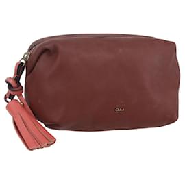 Chloé Pochette in pelle marrone oro Auth BA8064