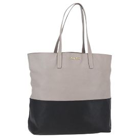 Borsa Tote Miu Miu in pelle nera e grigia Auth BA8020