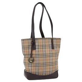 Burberry Borsa a spalla in tela Nova Check beige e oro Auth SW1853