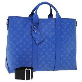 LOUIS VUITTON Taigalama Weekend Tote NM Tasche Tote 2way Blau M31010 LV Auth 74022SM