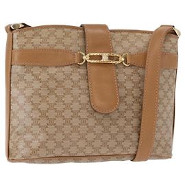Céline Borsa a Spalla in Tela Macadam CELINE PVC Beige Oro Auth bs31348
