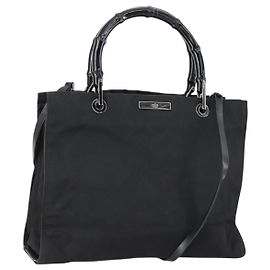 Borsa Tote in Canvas GG Gucci Nylon 2way Nera Argento 002 1016 Auth BA8455