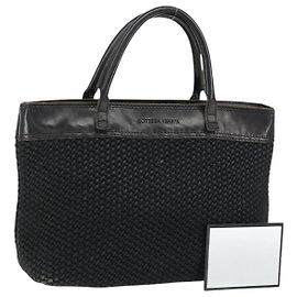 Autre Marque BOTTEGA VENETA Borsa a mano in tela nera Auth 155219
