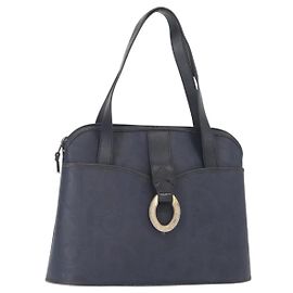 Borsa a mano Christian Dior in pelle blu navy oro Auth 151674
