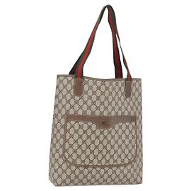 Bolso tote de PVC beige GG Supreme Web Sherry Line de GUCCI 41 004 4465 Auth kk582