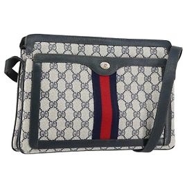 Gucci GG Supreme Sherry Line Schultertasche PVC Marine Gold 14 02 013 Auth 154336