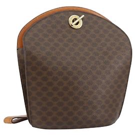 Céline CELINE Macadam Canvas Schultertasche aus PVC-Leder Braun Gold Auth 155469