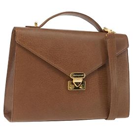 VALENTINO Borsa a mano in pelle 2 in 1 Marrone Oro Auth bs29793