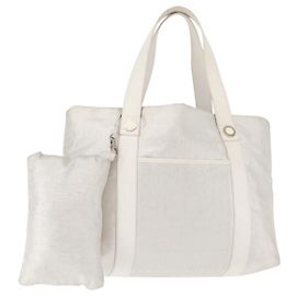 Bulgari Borsa Tote BVLGARI Logo mania in tela argento e bianco Auth BA6909