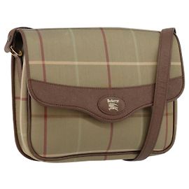 Autre Marque Burberrys Nova Check Schultertasche aus Canvas Beige Gold Auth bs29991