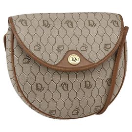 Christian Dior Schultertasche aus Honigwaben-Canvas aus PVC-Leder Beige Auth BA6819