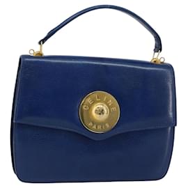 Céline Borsa a mano CELINE in pelle blu oro Auth 146349