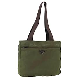 Borsa Tote PRADA in nylon khaki argento autentica bs29971 - Prada