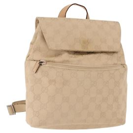 Mochila GG Canvas Gucci Bege Prata 003 0242 Auth 144218
