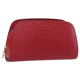 LOUIS VUITTON Pouch Epi Dauphine PM Rosso Castigliano M48447 LV Auth BA8366