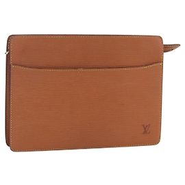 LOUIS VUITTON Pochette Uomo Epi Borsa Marrone Zipangu Oro M52528 LV Auth BA8330