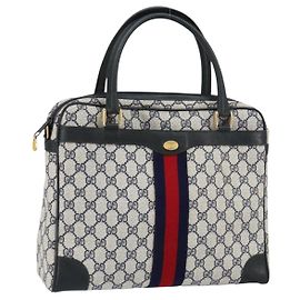 Borsa GUCCI GG Supreme Sherry Line PVC Blu Navy Rosso 378 002 4466 Auth ep12166