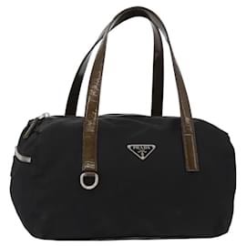 PRADA Hand Bag Nylon Black Silver Auth 153944 - Prada