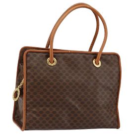 Céline Borsa a mano in tela Macadam CELINE PVC marrone oro Auth 146433