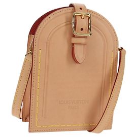 LOUIS VUITTON LV Namensschild XL Clutch Tasche Leder Beige M82225 LV Auth 145840SM