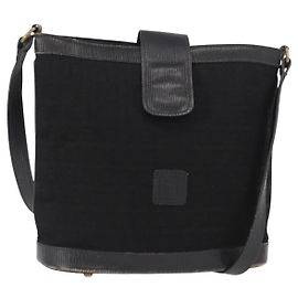 Borsa a Spalla in Tela Zucchino FENDI Nero Oro Auth 151737