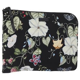 GUCCI Clutch Bag Canvas Black Silver 353480 Auth bs31421