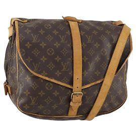 LOUIS VUITTON Bolsa de Ombro Monogram Saumur 35 M42254 LV Auth BA8314