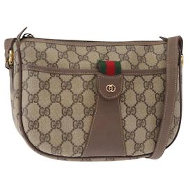 GUCCI GG Supreme Web Sherry Line Tasche aus PVC in Beige und Gold 001 58 6177 Auth bs31426