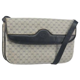 Gucci Borsa a Spalla Micro GG Supreme in PVC Navy Gold 004 106 0024 Auth th6521