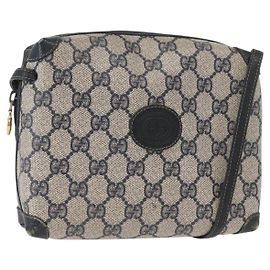 Gucci Borsa a Spalla GG Supreme in PVC Pelle Blu Navy Oro 007 58 0093 Auth 155057