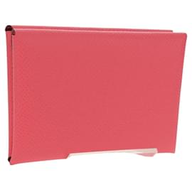 HERMES Calvi Duo Münzgeldbörse Leder Rosa Silber Auth BA8242M - Hermès