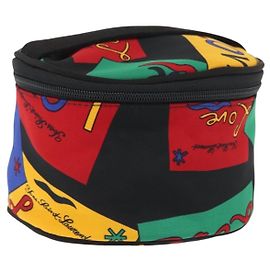 Saint Laurent Pochette Vanity in Nylon Nero Oro Auth am9351