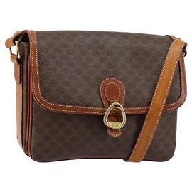 Céline Borsa a Spalla in Tela Macadam CELINE in Pelle PVC Marrone Oro Auth bs29950