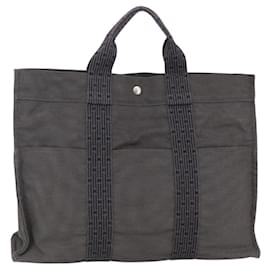 Hermès HERMES Bolso de Mano Her Line MM de Lona Gris Auth th6407