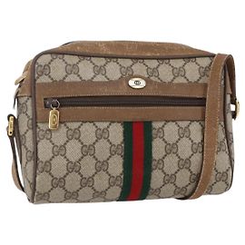 Gucci Borsa Sherry Line GG Supreme Web in PVC beige e oro 98 02 004 Auth BA7967