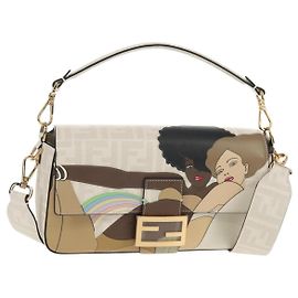 FENDI Zucca Canvas Antonio Lopez Mamma Baguette Tasche 2way Elfenbein Auth 146070SM
