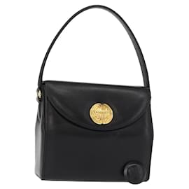 Borsa a mano GIVENCHY in pelle nera e oro Auth ka009
