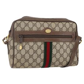 Borsa Sherry Line GG Supreme Web di GUCCI in PVC beige e oro 14 02 005 Auth BA7798
