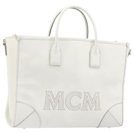 Borsa MCM in pelle bianca e oro Auth mr1564