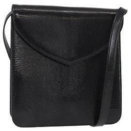 SAINT LAURENT Borsa a Spalla in Pelle Nera Dorata Auth 151813