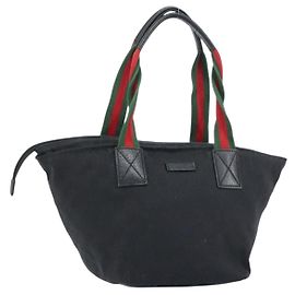 Borsa Gucci GG Canvas Web Sherry Line Nera Rossa Verde Auth 156833