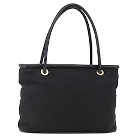 CELINE Tote Bag aus Nylon und Leder Schwarz Gold Auth 145474 - Céline