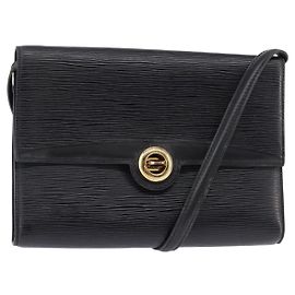 LOUIS VUITTON Epi Pochette Arche Bolsa de Ombro Preta M52572 LV Auth 144945