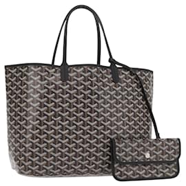 GOYARD Herringbone Saint Louis PM Tote Bag aus PVC Schwarz Auth BA9007SM