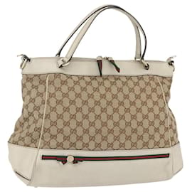 GUCCI Borsa a Mano Sherry Line in Tela GG Pretty Beige Oro 257349 Auth 155585 - Gucci