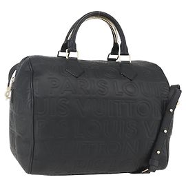 LOUIS VUITTON Bolso de mano Speedy Cube de cuero negro París M95816 LV Auth 146562SM