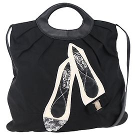 Borsa Vala in Nylon e Pelle Salvatore Ferragamo 2 in 1 Nero Argento Auth BA6809