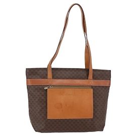 Céline CELINE Macadam Canvas Tote Bag aus PVC-Leder in Braun Auth ki6109